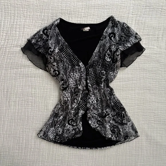 vintage layered lace cardi top - Picture 2 of 9